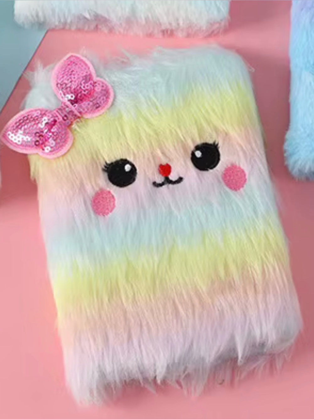 Rainbow Fuzzy Kitten Journal - NWT - Ruled 4”x3” No Cancels